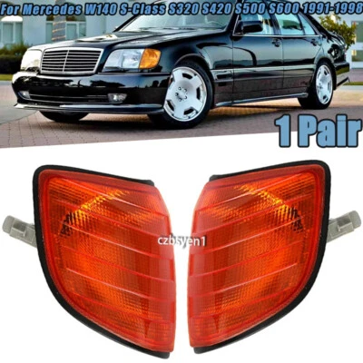 2pcs Corner Light Turn Signal Lamp For Mercedes W140 S-Class S320 1991-1998 - Image 1 of 4