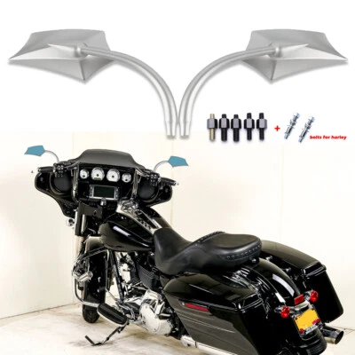 For Harley Davidson Street Glide Road King Silver Motorcycle Rear View Mirrors - Image 1 of 4