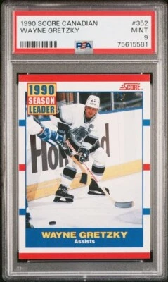 1990 SCORE CANADIAN #352 WAYNE GRETZKY KINGS HOF HOCKEY MINT PSA 9 - Image 1 of 2