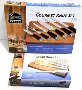NEW NRFB SET LOT 2 GOURMET TRADITIONS 6 PIECE CARVING + 6 PIECE STEAK KNIFE SETS - Picture 1 of 15