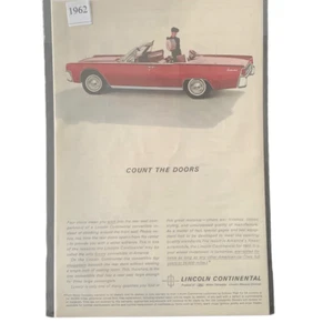 Vintage 1962 Lincoln Continental Count the Doors Ad Advertisment - Picture 1 of 3