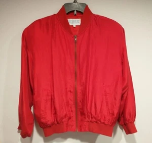 Chaqueta bomber vintage Bisbee para mujer talla grande de seda rosa oscuro con cremallera  - Imagen 1 de 20