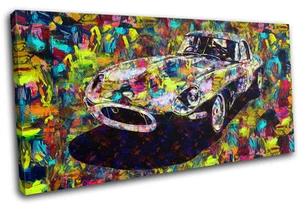 Vintage Retro Lack Jaguar E Typ Autos EINZELNE LEINWANDKUNST Bilddruck - Bild 1 von 1
