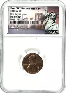 2019 W Lincoln FIRST DAY OF ISSUE NGC MS 69 RD First "W" Uncirculated Cent - Picture 1 of 3