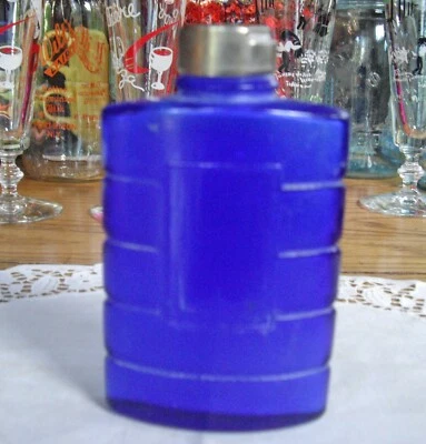 Botella de perfume vintage de vidrio azul Bourjois Paris ~   Foto 1 de 4