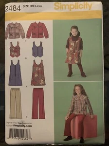 Simplicity Pattern 2484 Dress Best Pants Jumper Shirt Girls Child Size 3 4 5 6 - Picture 1 of 2