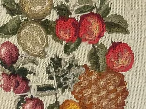 Vintage Fruit Needlepoint unframed Handmade Estate Find Grannycore Cottagecore - Picture 1 of 5