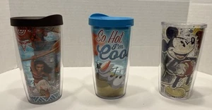 Tervis Tumblers Lot Of 3 Disney 16 Oz Cups W/Two Lids Olaf Mickey Moana &Maui - Picture 1 of 11