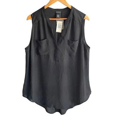 Torrid Women's Plus Size Black Sleeveless Georgette Pocket Blouse Top NWT - Image 1 of 4