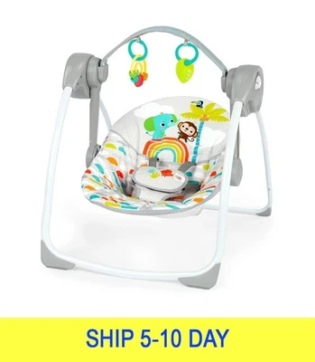 Columpio portátil compacto automático para bebé Bright Starts Playful Paradise con música, Foto 1 de 4