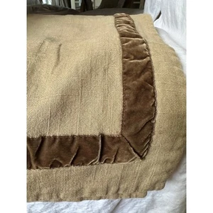 LEGACY Home 100% Linen/Velvet Trim*EURO Pillow Sham tan brown beige 26x27”  - Picture 1 of 20
