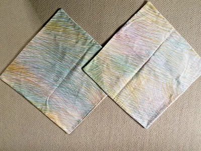 Dos fundas de cojín/almohada de tela MARIMEKKO Finlandia Lepo hechas a mano 18" cuadradas Foto 1 de 4