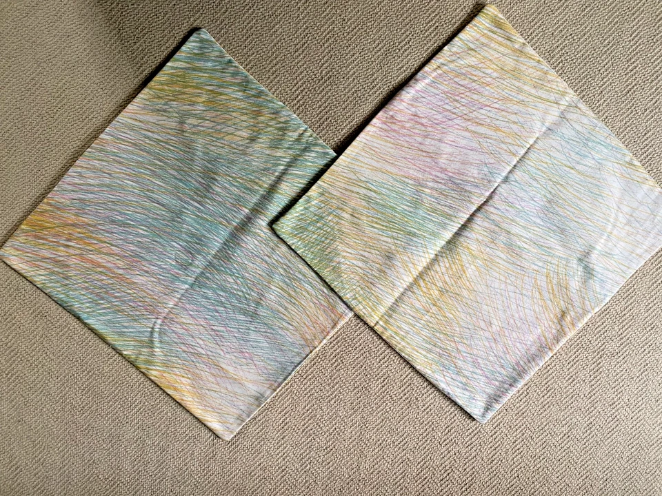 Two handmade MARIMEKKO Finland Lepo fabric cushion/pillow covers 18" square - Image 1 of 4