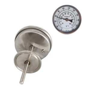 Stainless Steel Bi-Metal Thermometer,1.5" Tri-clamp 4" Stem, 3" Dial, 0 to 20... - Picture 1 of 4