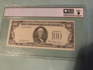 100 dollar bill error overprint front to back. Gold frame top pop. Population 1 - Picture 1 of 3