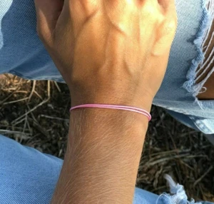 Pink String Bracelet Pink Ribbon Adjustable Women Pink Cord Bracelet Gift - Picture 1 of 8