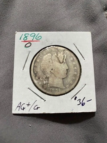 1896-O Barber Half Dollar 50 Cent, better date, New Orleans Mint Cover