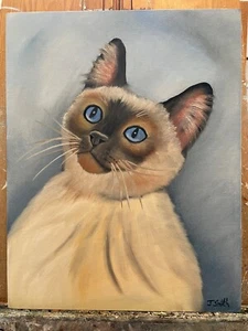 Original oil painting 11 x 14 inches adorable Siamese kitty cat - Picture 1 of 8