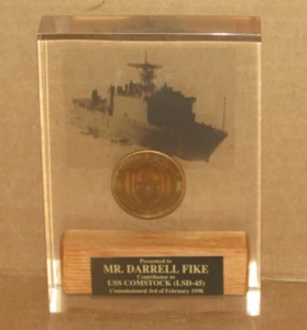 USS Comstock commission medallion challenge coin plaque sign paperweight named - Picture 1 of 7