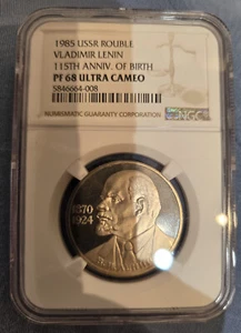 1985 Russia USSR NGC PF 68 UC VLADIMIR LENIN Rouble Proof. Mega Rare ! - Picture 1 of 3