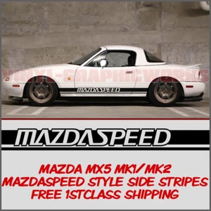Gráfico de vinilo a rayas laterales Mazda MX5 Mazdaspeed Mk1 Mk2 Eunos Roadster - Imagen 1 de 1
