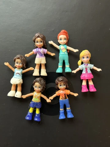 Unbranded Lot of 6 Polly Pocket Sized Figures * 1" Tall Rubber Girl Figures Cover