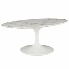LexMod Lippa 42 Oval-shaped Artificial Marble Coffee Table