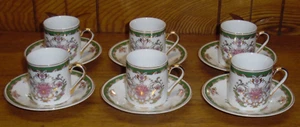 6 Floral Porcelain Demitasse Espresso Cup & Saucer Sets - Picture 1 of 7