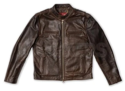 Men's Brown Genuine Cowhide Leather Biker , Moto Jacket - Image 1 of 4
