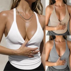 Womens Ladies Racer Back Vest Tank Top Sexy Summer Sleeveless Sports T Shirt Tee - Picture 1 of 22