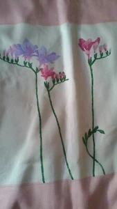 Crowson vintage lined cotton curtain sweetpeas 90" L,73"W. fabric crafting - Picture 1 of 6