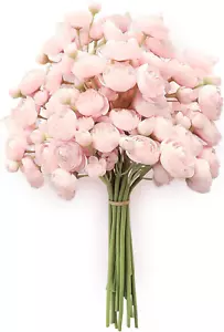 Ranunculus Artificial Flowers 18 Pcs Blush Faux Silk Mini Ranunculus Bulk Fake W - Picture 1 of 5