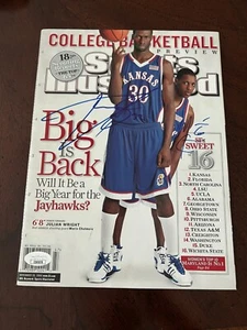 JULIAN WRIGHT MARIO CHALMERS SIGNED SPORTS ILLUSTRATED BASKETBALL KU AUTO JSA - Picture 1 of 2