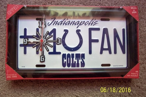 Indianapolis Colts - NFL LICENSE PLATE CLOCK - NIP Cover