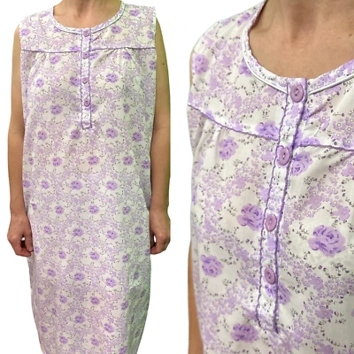 Womens 100% Cotton Sleeveless Nightie Gown Night Dress Pyjamas PJ Pajamas Sleep  - image 1 of 4