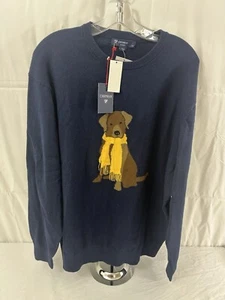 Cremieux Men’s Pima Cotton Cashmere Blend New Pullover Sweater Size XL Puppy Dog - Picture 1 of 6