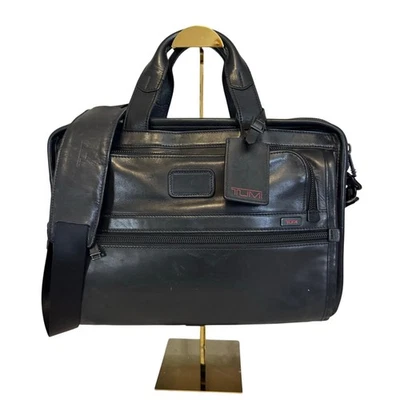 Tumi Alpha тонкий Deluxe портфель сумка из черной кожи портфолио Messenger бизнес  - Изображение 1 из 4
