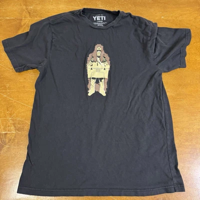 Рубашка Yeti мужская большая черная с рукавом круглым вырезом графический медведь человек кулер - Изображение 1 из 4