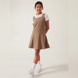 NWT Athleta Girl School Day Khaki Beige Uniform Dress Size XL / 14 - Picture 1 of 11