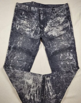 Jeans masculino vintage Rocawear 48x34 preto lavagem ácida Y2K motociclista denim hip hop novo com etiquetas - Imagem 1 de 4