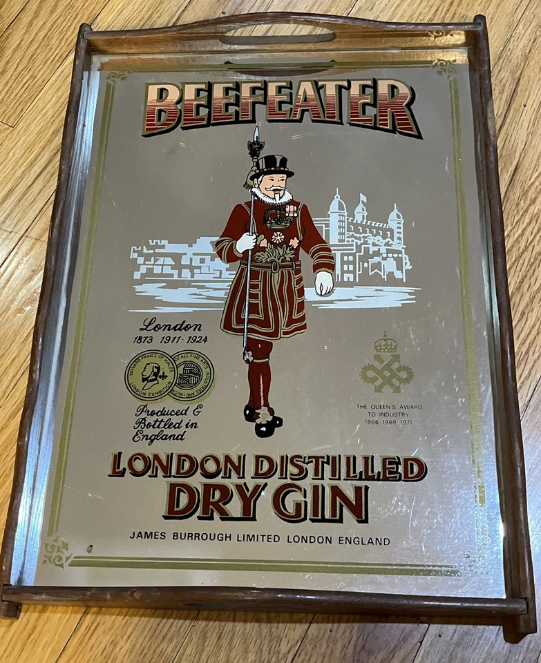 Letrero Bandeja Espejo Publicidad Licor GIN Beefeater Dry Vintage Años 70’s? Foto 1 de 3
