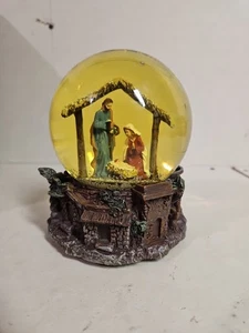 Nativity Scene Musical Snow Globe Iridescent Glitter - Away In A Manger Music - Picture 1 of 11