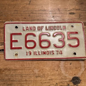 1974 Illinois Motorcycle License Plate 🏍 Vintage Tag # E6635 - Picture 1 of 6