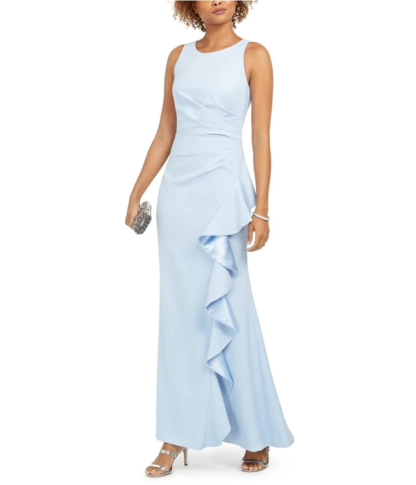 Vince Camuto Womens Ruffled Gown Dress, sky, Petite, 10P - Image 1 of 1