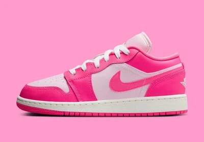 Nike Air Jordan 1 Low Valentines Day Pink White 553560-661 GS Womens Shoes NEW - Image 1 of 4