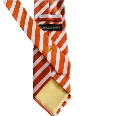 Corbata Condesa Mara Repp Naranja Blanco Raya Diagonal 3,5 x 58 Foto 1 de 4