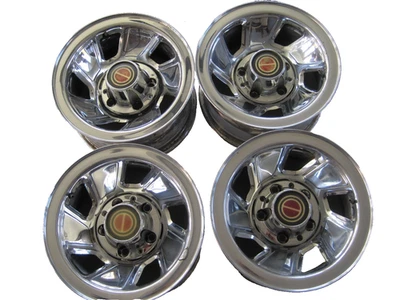 Set 4 15"x7.5" 1992-1996 Ford F-150 Bronco chrome steel wheels F5HT-1015-HA caps - Image 1 of 4