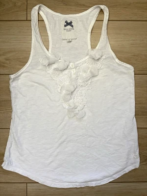 VTG Y2K Gilly Hicks White Lace Flowers Baby Doll Knit Tank M - Image 1 of 4