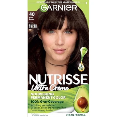 Garnier Color de Cabello Nutrisse Crema Nutritiva, 40 Marrón Oscuro (Chocolate Oscuro) Foto 1 de 4