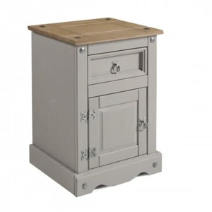 Corona Bedside Chest Cabinet Solid Pine Grey White Charcoal by Mercers Furniture - Picture 1 of 102